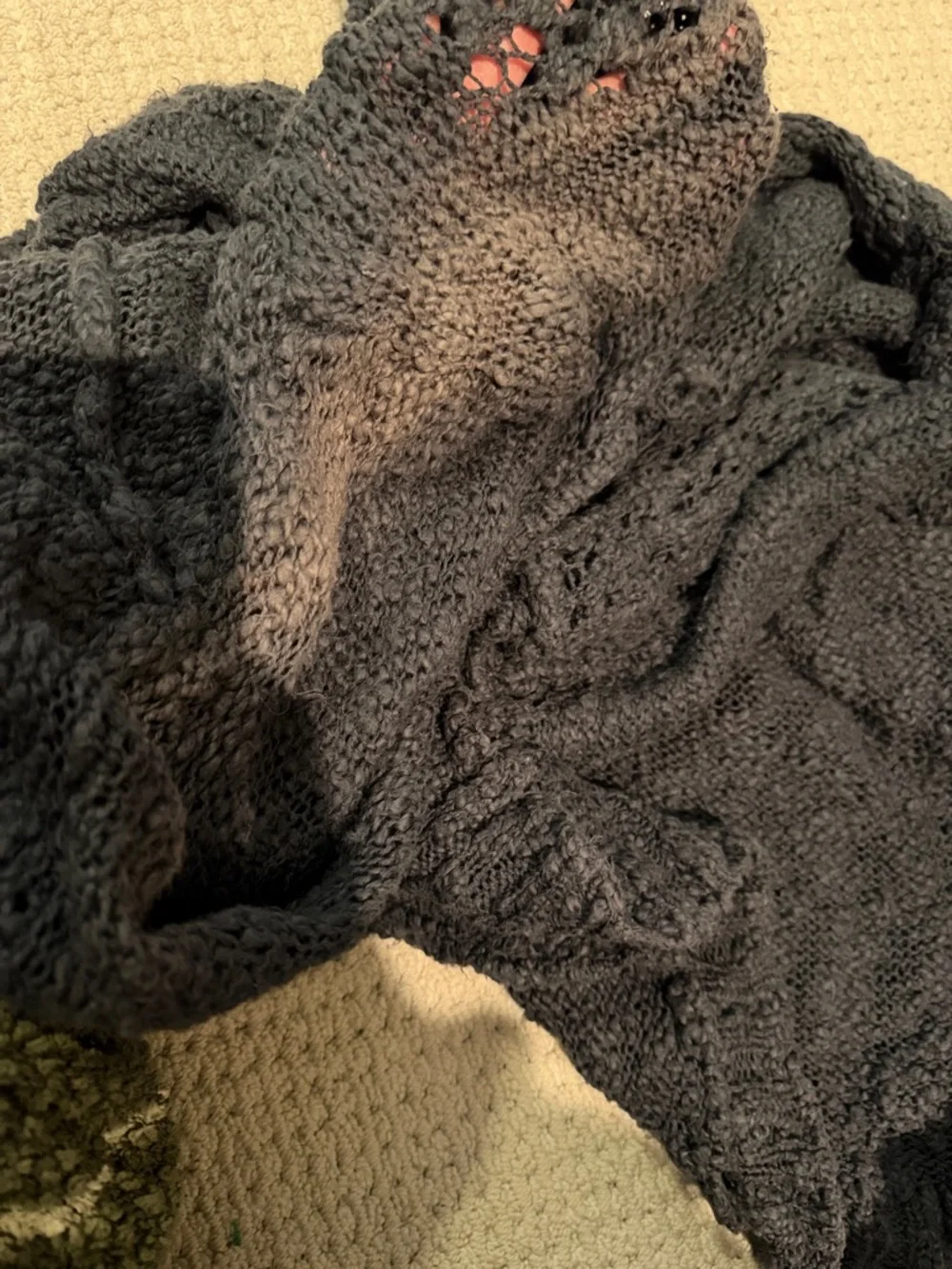 Free People grey crochet sweater size medium